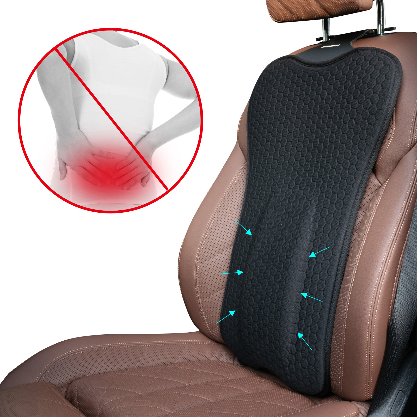 Gel Breathable Lumbar Support Cushion for Seat Back Chair Car Pillow Pain Relief