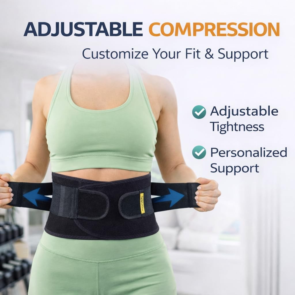 Adjustable Back Brace for Lower Pain Women and L/XL(42-51 in), Black