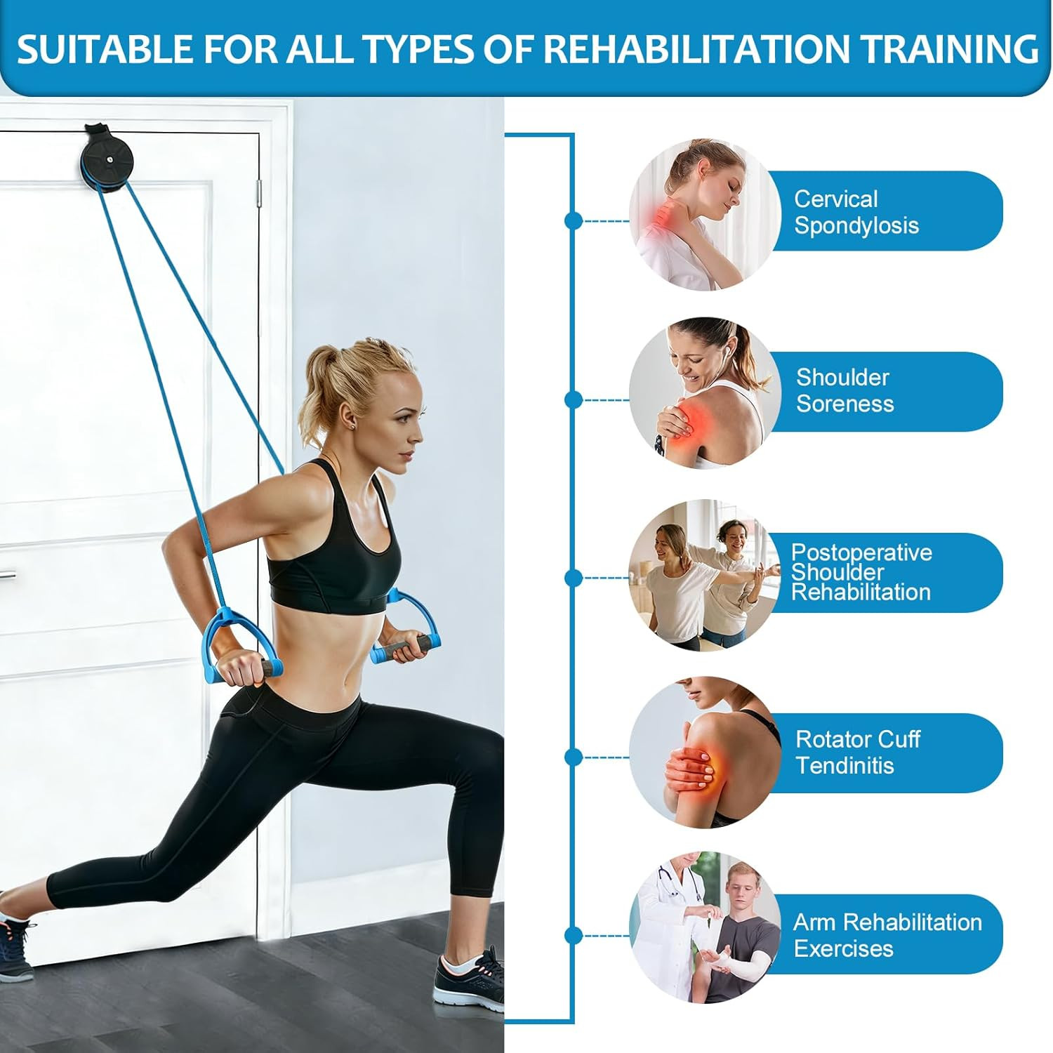 Shoulder Pulley for Physical Therapy, Quiet & Noiseless over Door Shoulder Rehab
