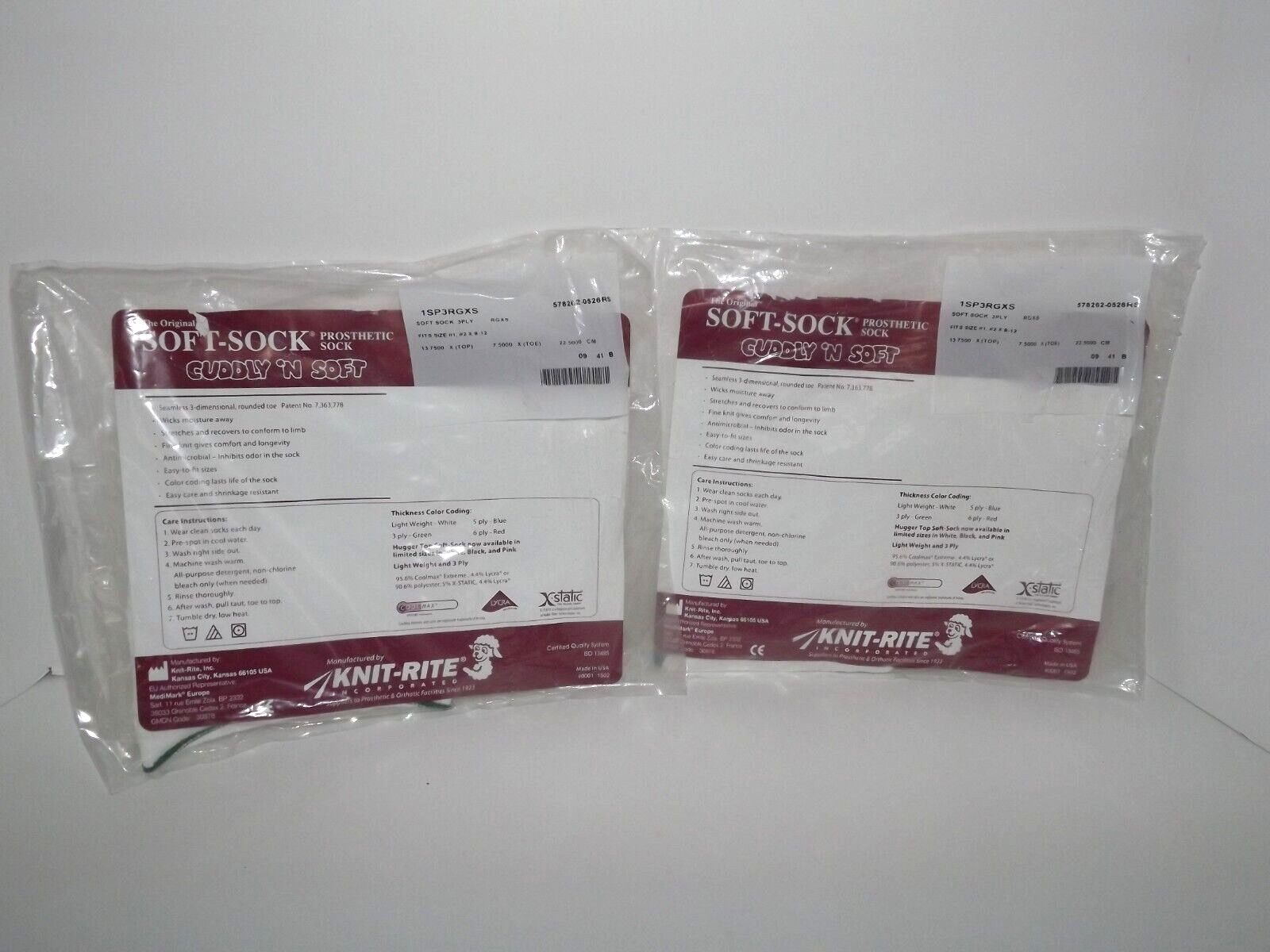 Knit-Rite Soft Sock Prosthetic Sock 1SP3RGXS Fits Size #1 #2 X 8-12 New (f)