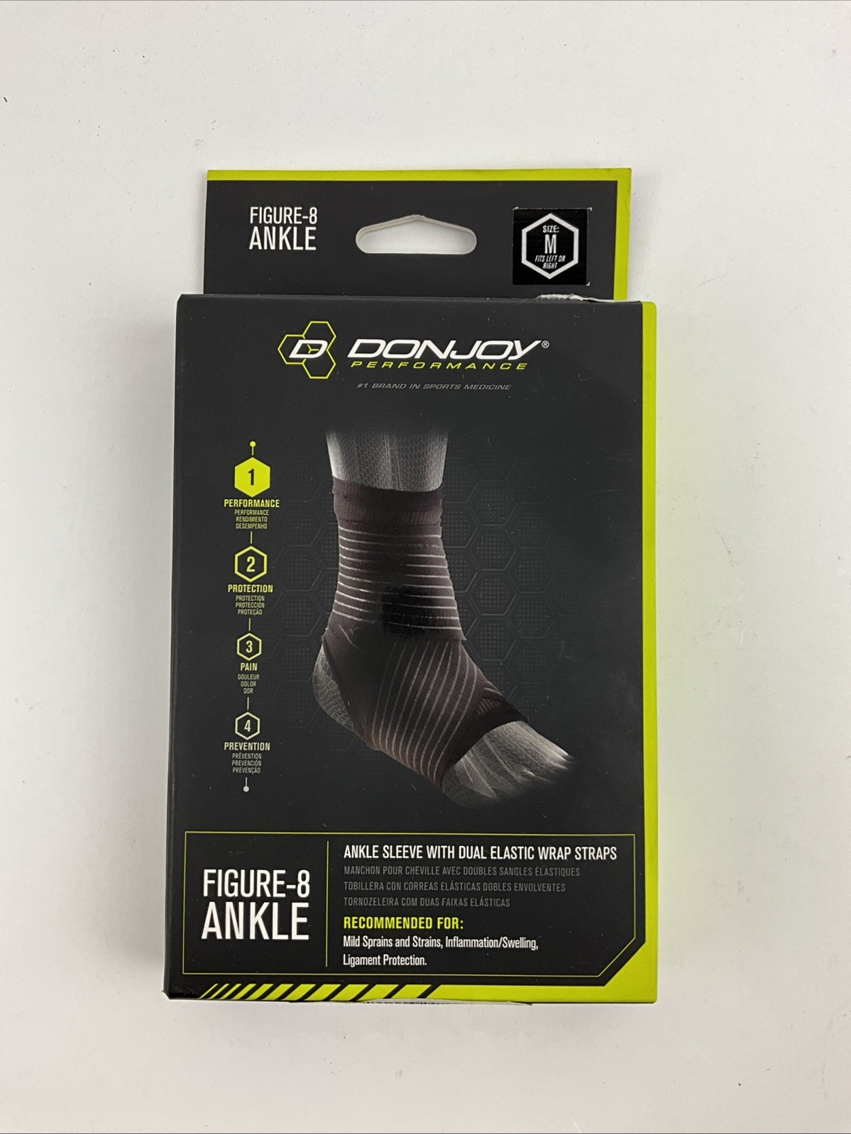 DonJoy Performance Figure-8 Ankle Sleeve with Dual Wrap Straps Medium NIB
