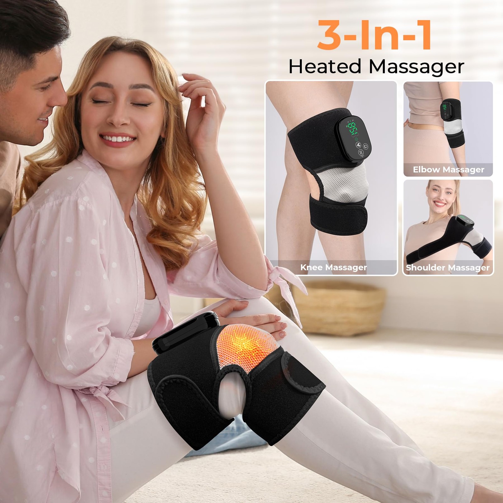 Knee Massager with Heat & Vibration, Heated Knee Brace for Relaxation, Cordle…