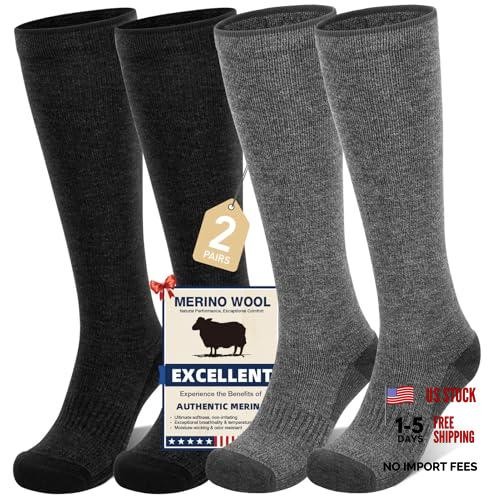 Merino Wool Compression Socks for Women Large-X-Large Light Grey+carbon Black