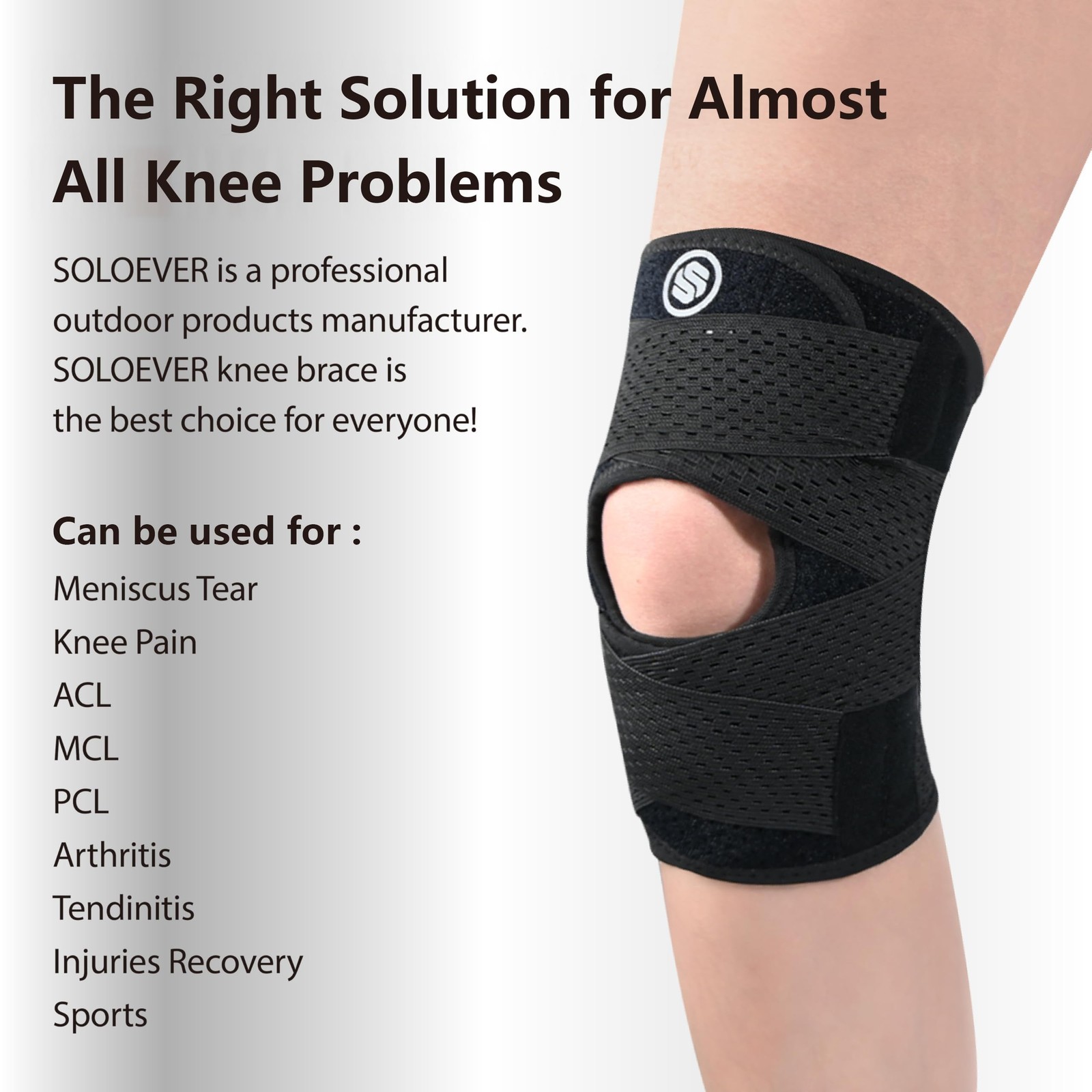 Knee Brace with Side Stabilizers for Knee Pain, Adjustable Knee Support for M…