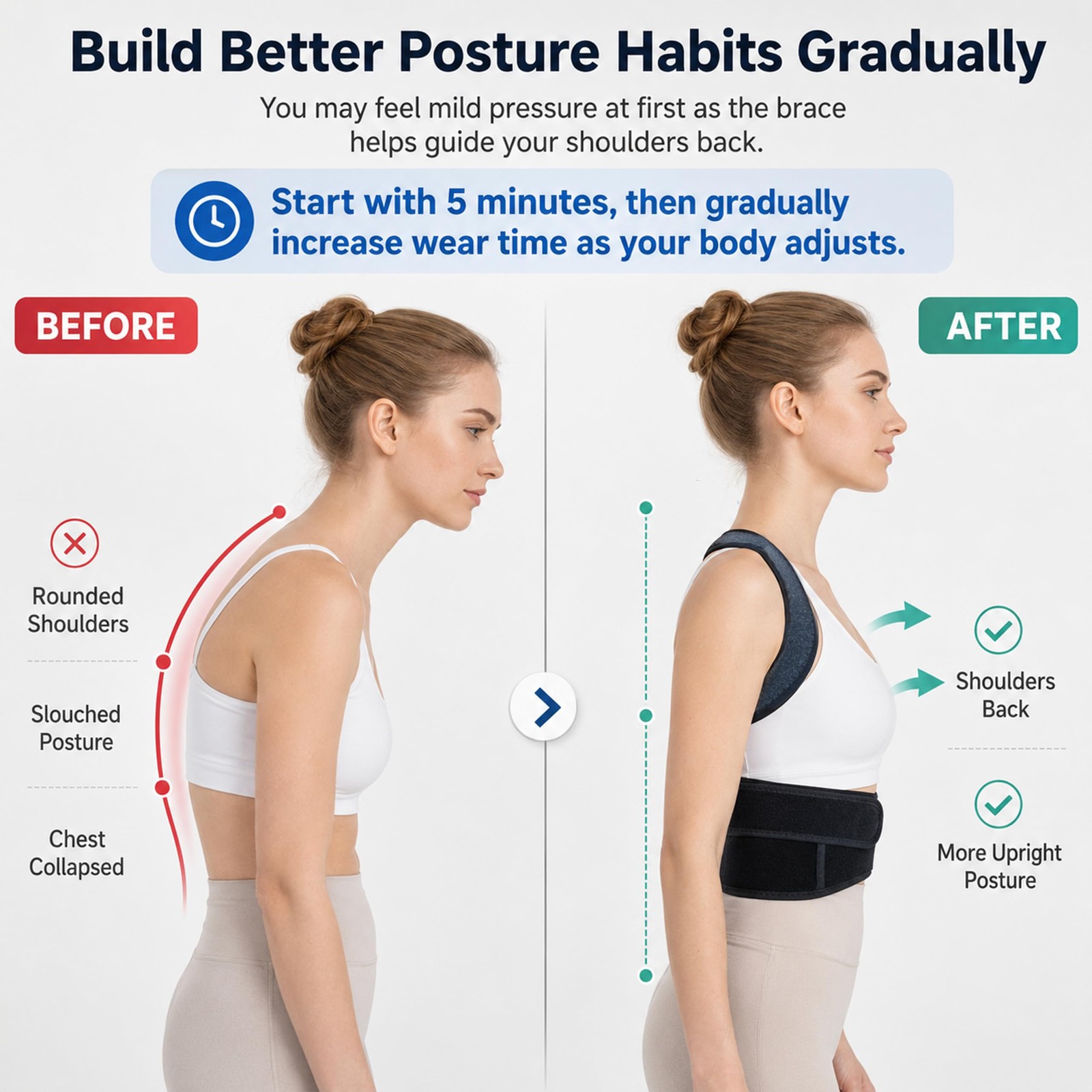 Posture Corrector for Women, Adjustable L/XL(39”-49”), Multicolor