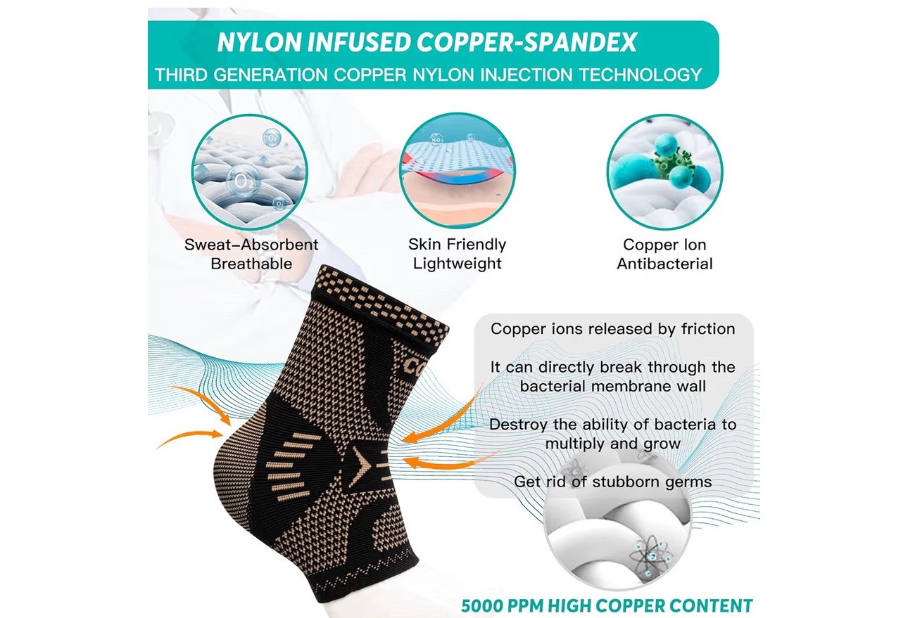 INDEEMAX Ankle Sprained Anklet Compression Sleeve Copper Infused Support
