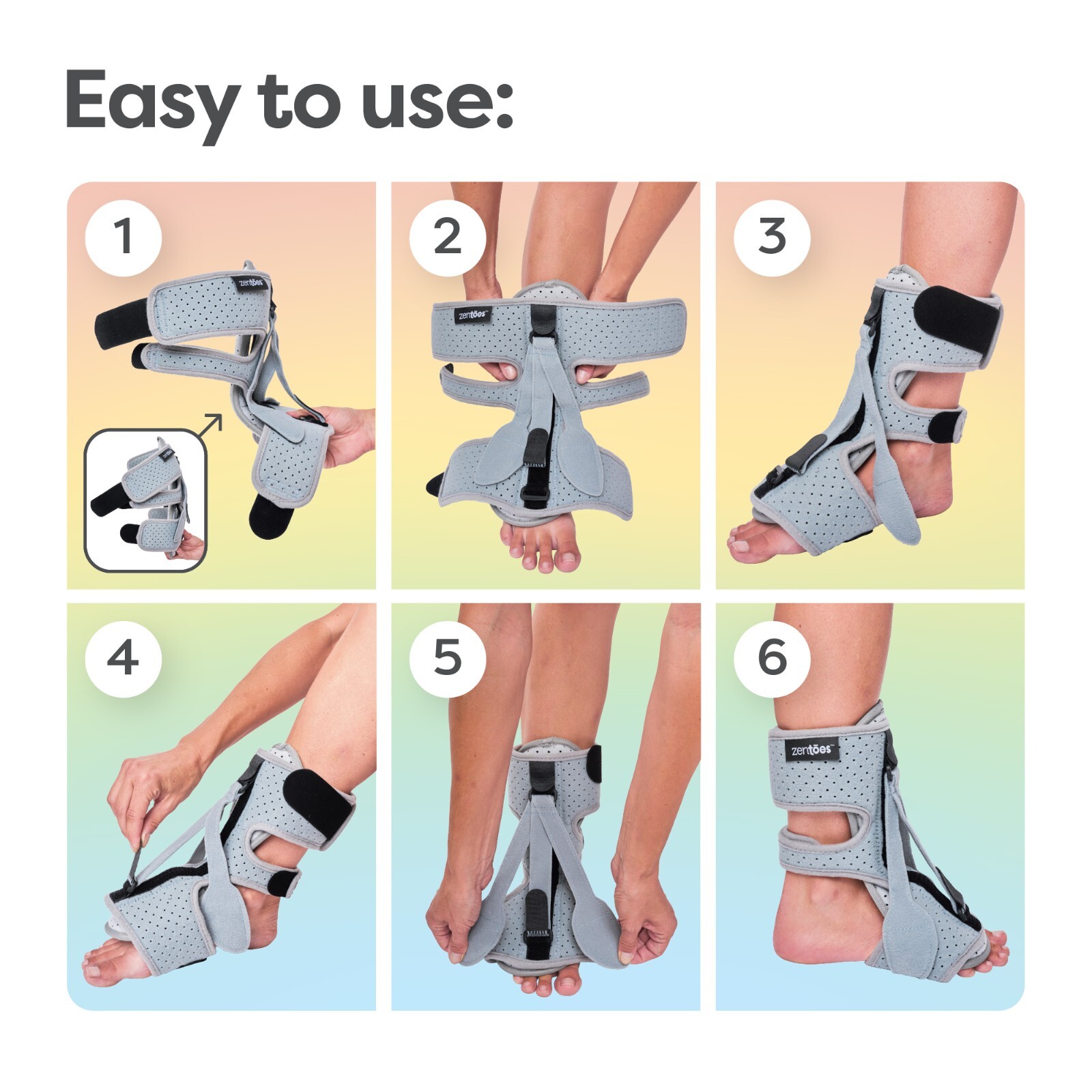 ZenToes Plantar Fasciitis Heel Pain Relief Night Splint Brace for Foot Women Men
