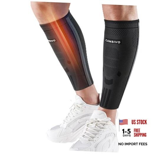 Calf Compression Sleeves with Side Stabilizers for Men & Women XX-Large Black