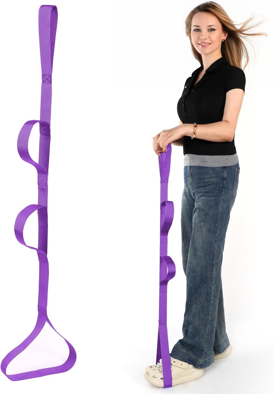 45 Inch Leg Lifter Strap W/ Multi Loops Post Surgery Recovery Aid Hip