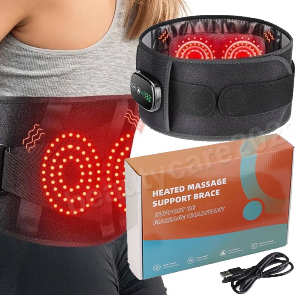 Cordless Heated Vibration Massage Red Light Therapy Massage Belt for Pain Relief