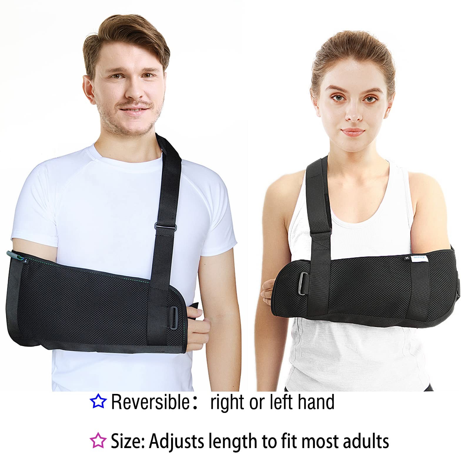 Arm Sling Shoulder Immobilizer Support Brace with Back Belt Size L Set