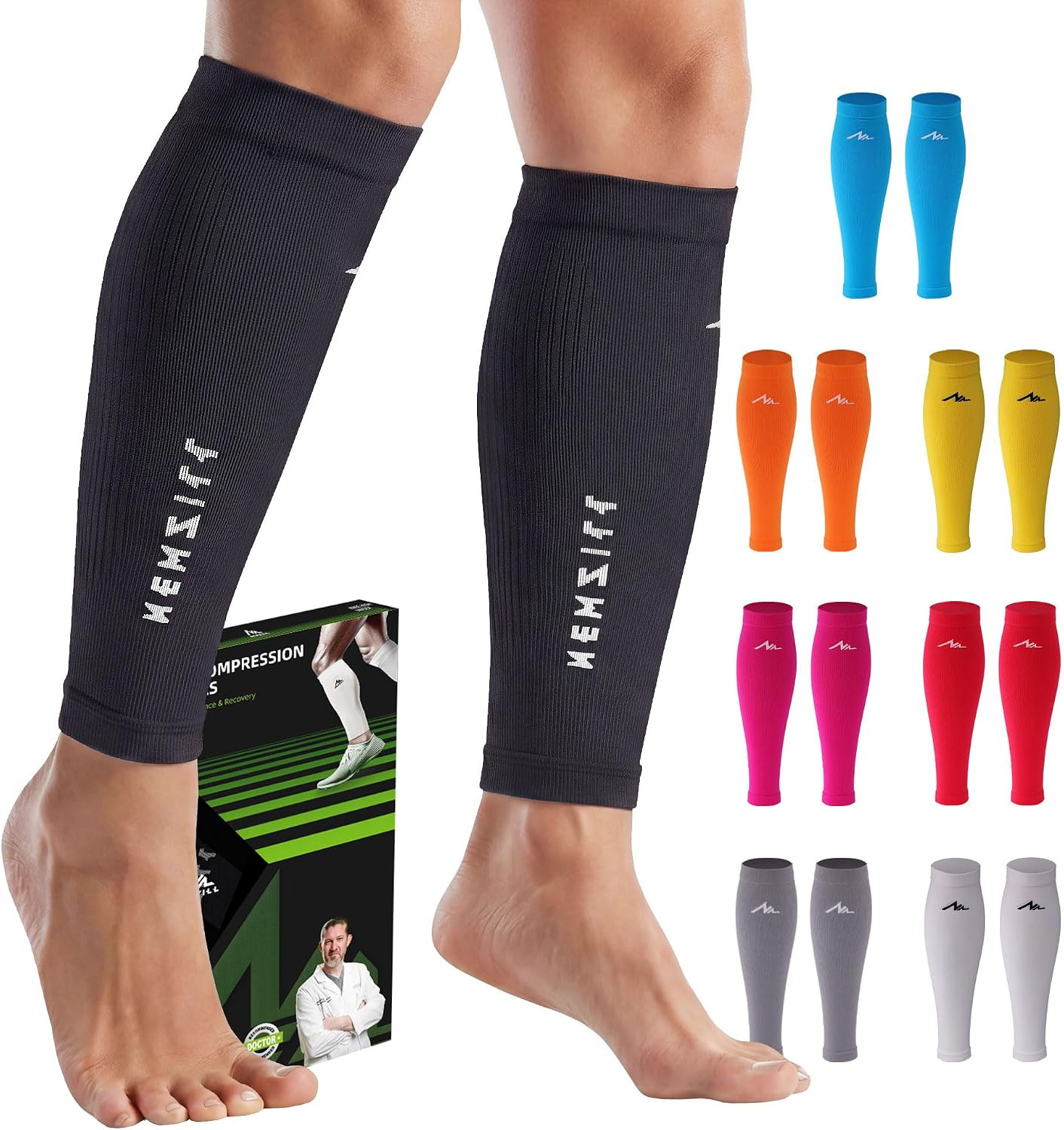 NEWZILL Compression Calf Sleeves (20-30mmHg) for Running and Travel