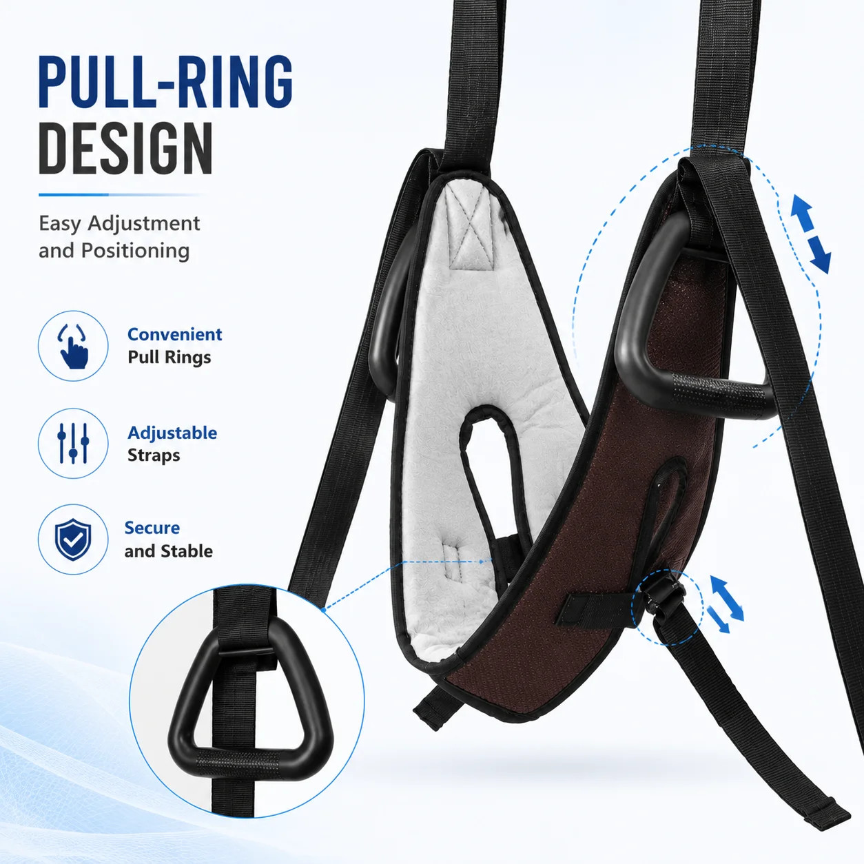 Cervical Traction Sling Neck Traction Harness with Metal Hooks Pull Rings