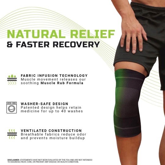 Green Drop Infused Compression Sleeve Knee Support, Small/Medium