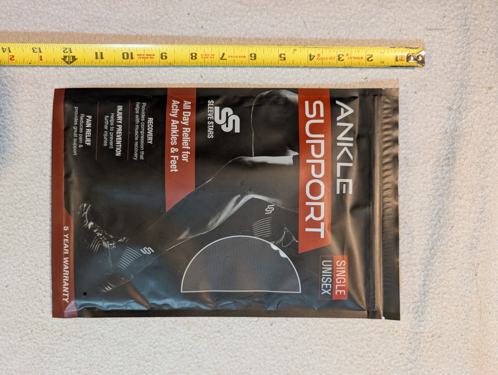 Sleeve Star Ankle Support Sprained Ankle Planter Fasciitis Large Black Sealed