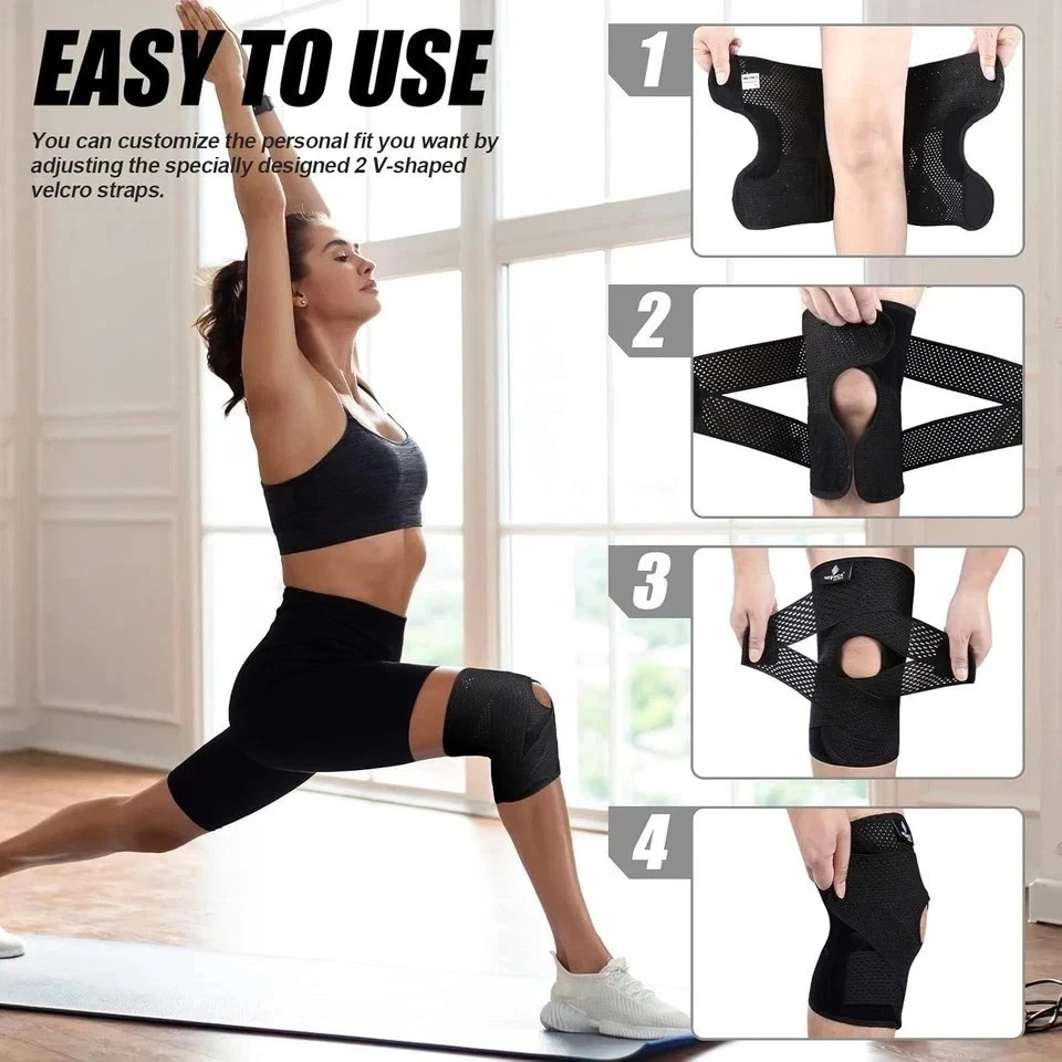 Knee Brace Compression Sleeve Joint Support Open Patella Stabilizer Wrap New