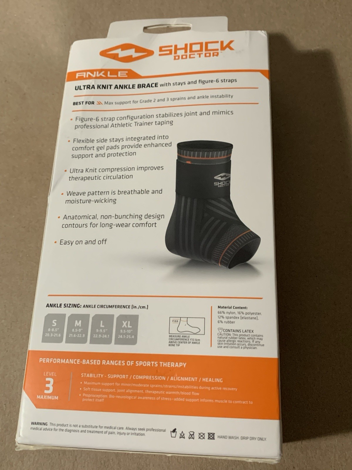 Shock Doctor Ultra Knit Level 3 Ankle Brace BLACK ADULT Medium NEW $57