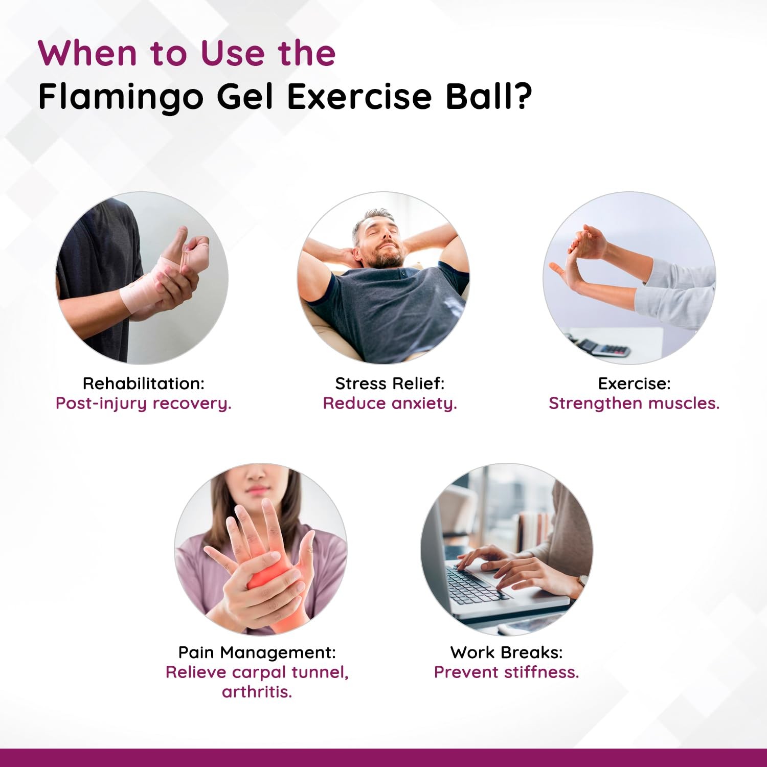 Flamingo Gel Exercise Ball – Hand Grip Strength, Stress Relief, Red, Universal