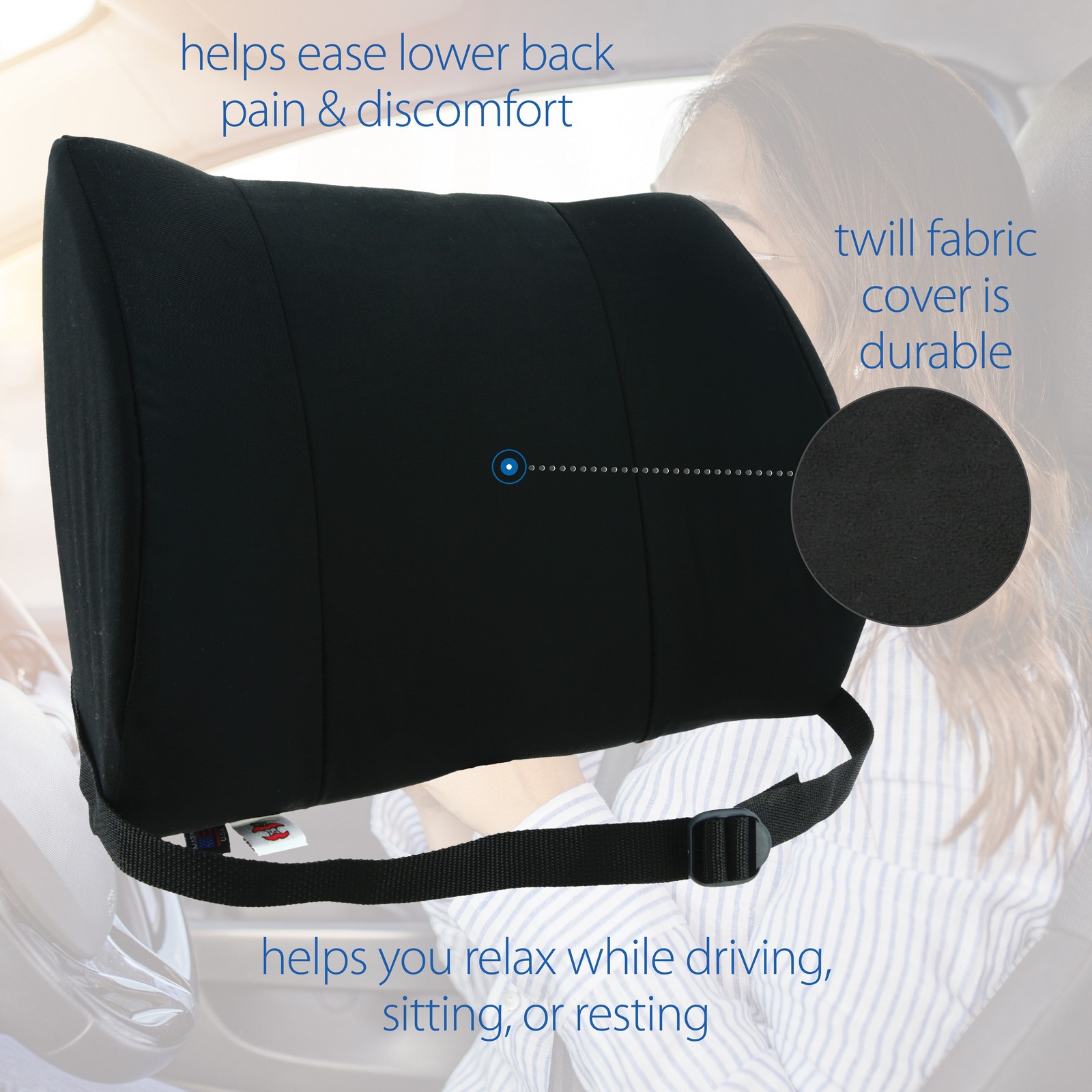 Core Products Sitback Plus Lumbar Wide Support Chair Cushion Car Travel Work USA