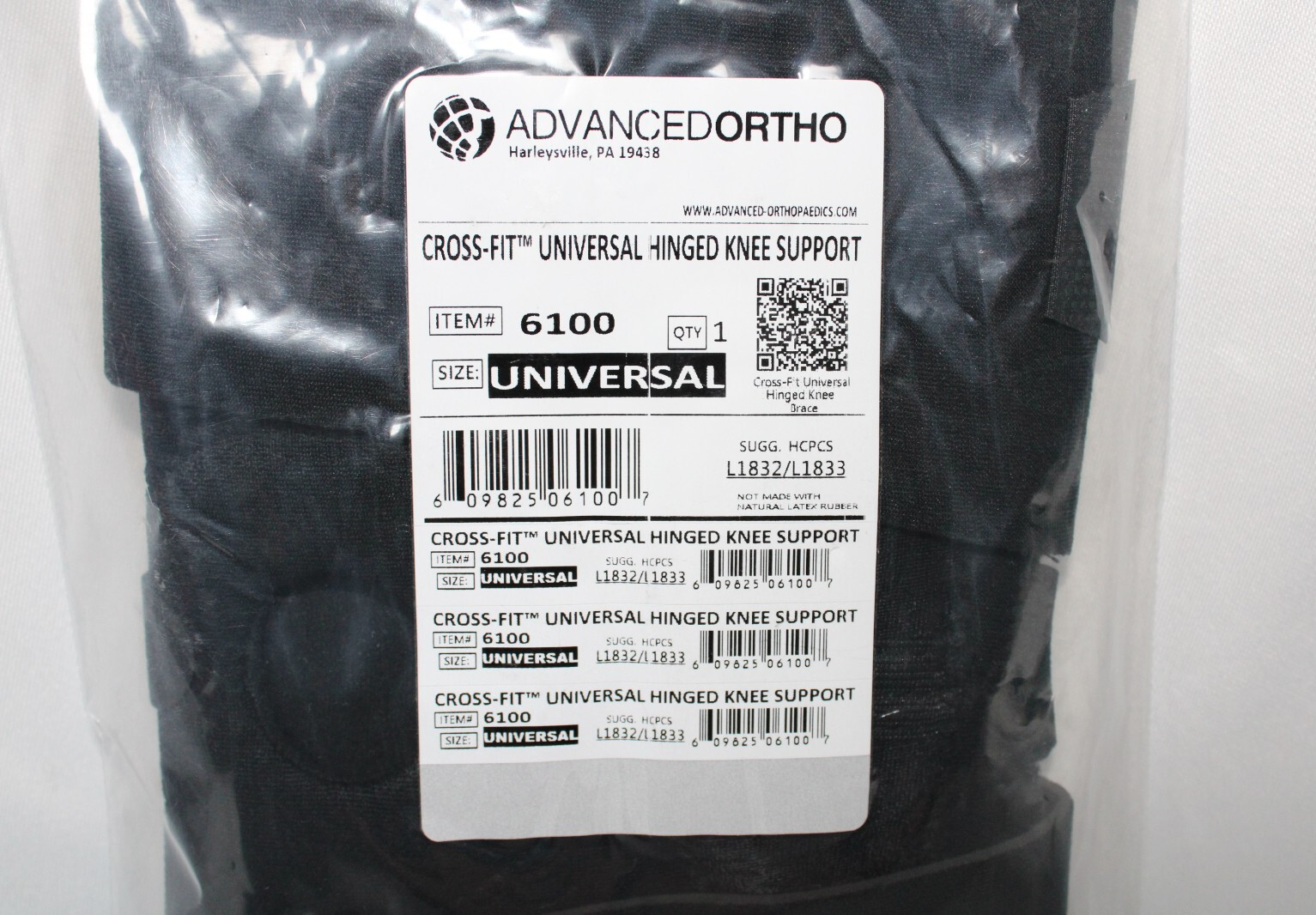 Advanced Ortho Cross Fit Universal Hinged Knee Brace 6100 L1832/L1833 – New