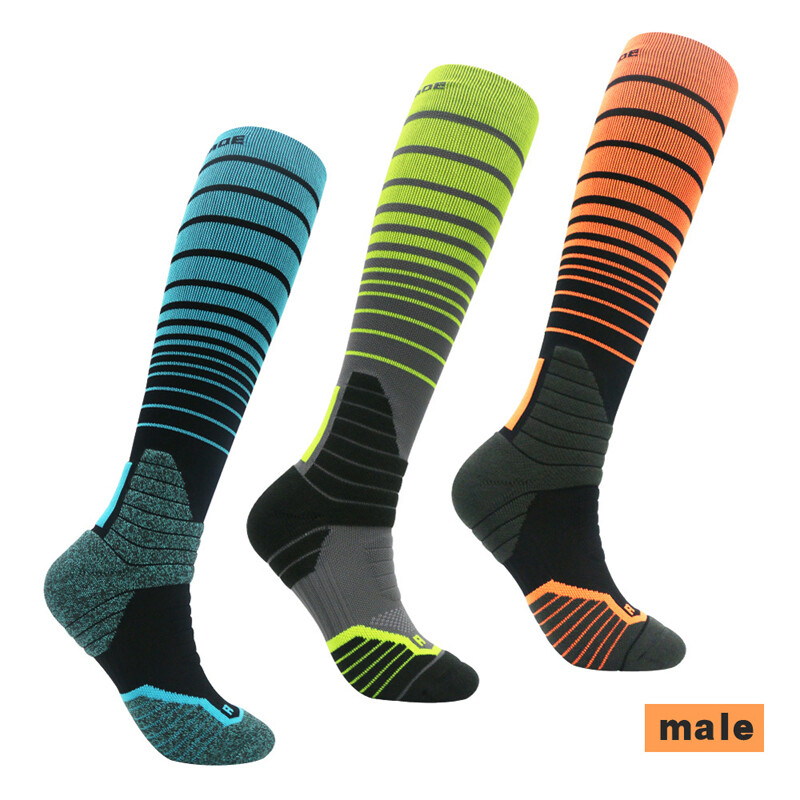 Pro Mens Womens Running Compression Sports Socks Marathon Jogging Socks Striped