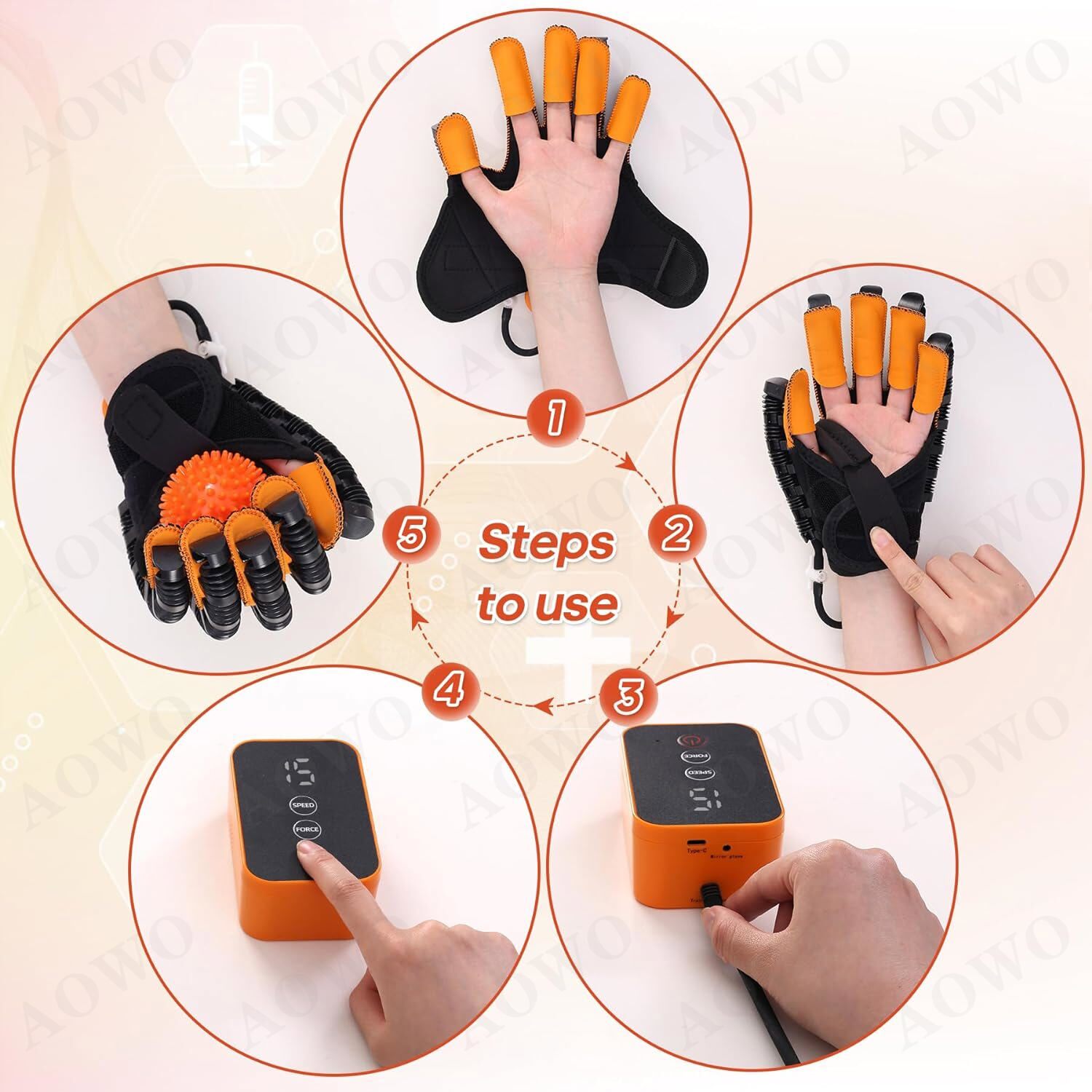 R+L Hand Function Rehabilitation Robot Gloves Finger Hemiplegia Recovery Trainer