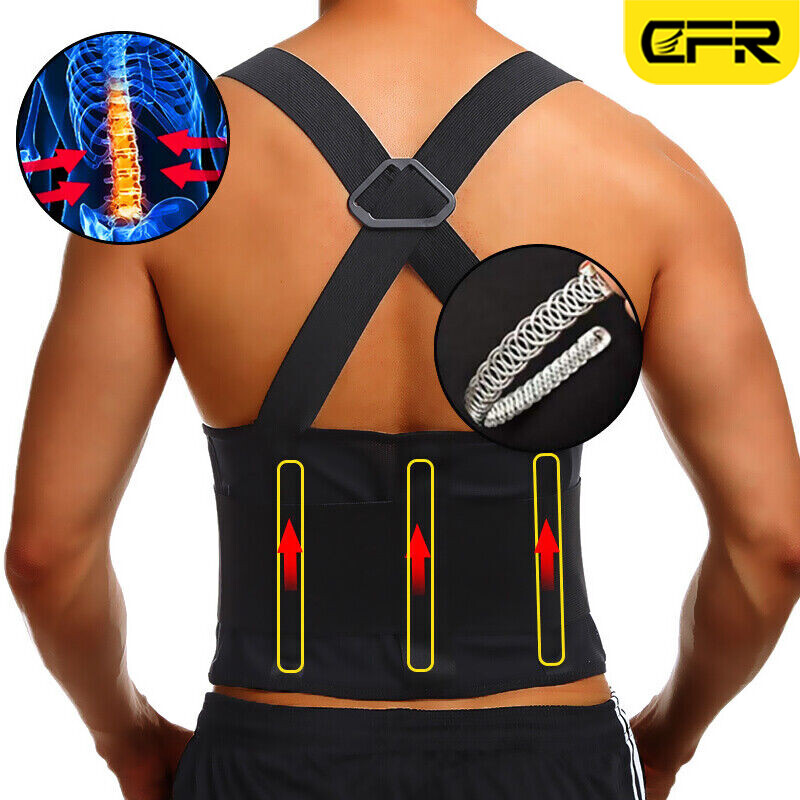 Heavy Duty Lift Lumbar Lower Back Waist Support Belt Brace Suspenders for Work