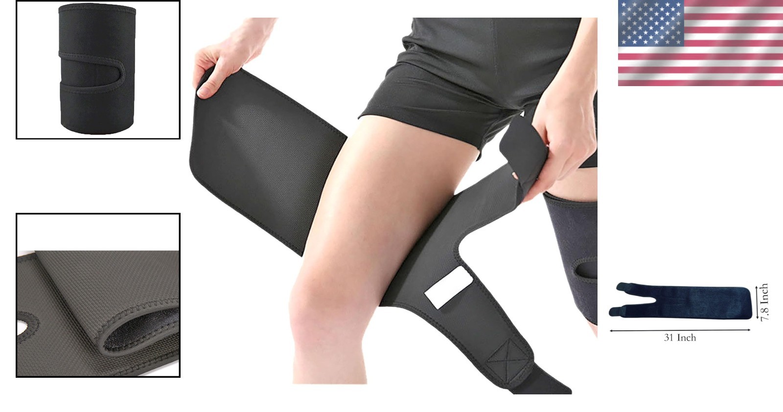 Lightweight Chloroprene Adjustable Thigh Brace – Ideal for Running & Exercise