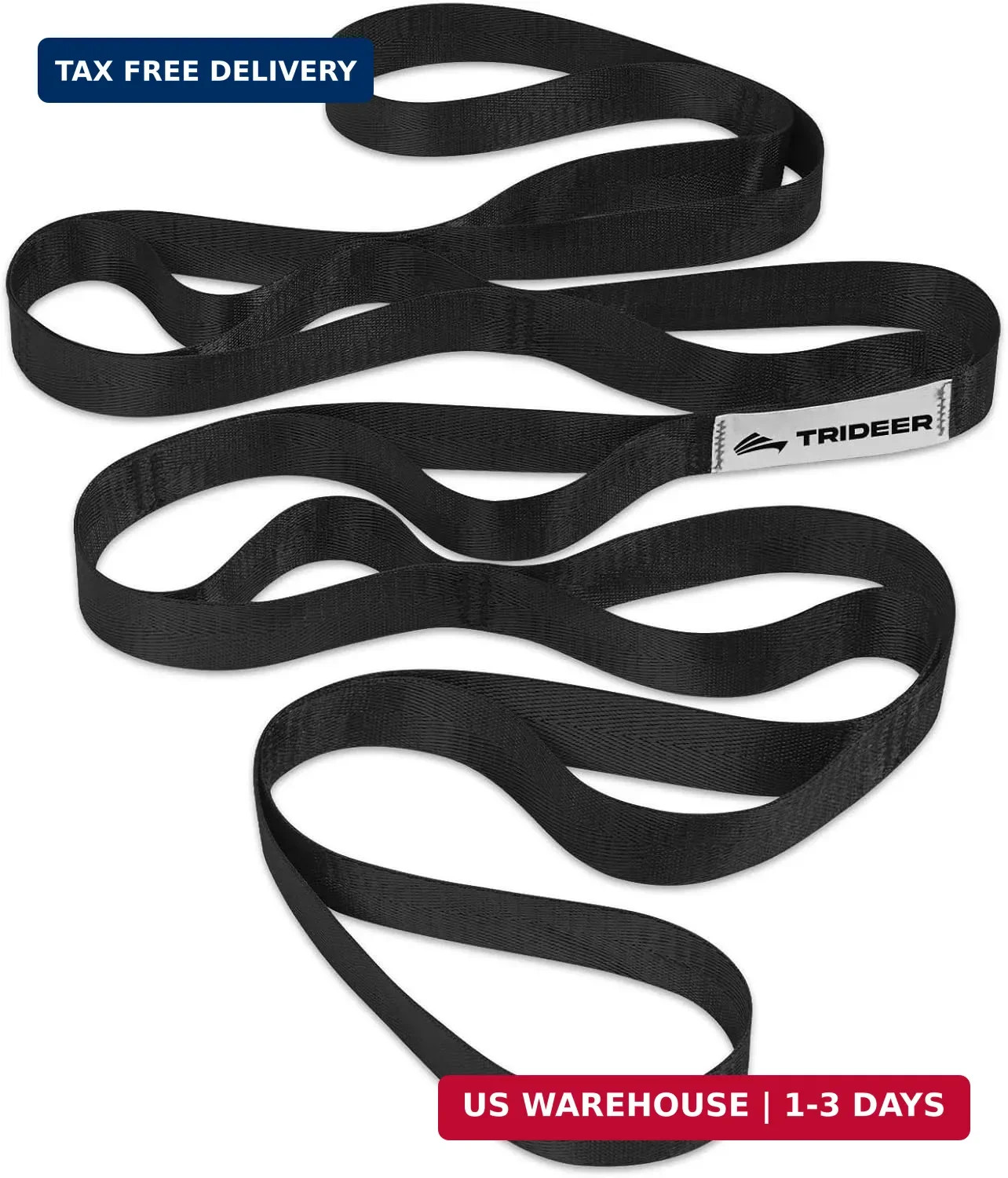 Stretching Strap with Loops Non Elastic Yoga Physical Therapy Rehab Exercise Ban