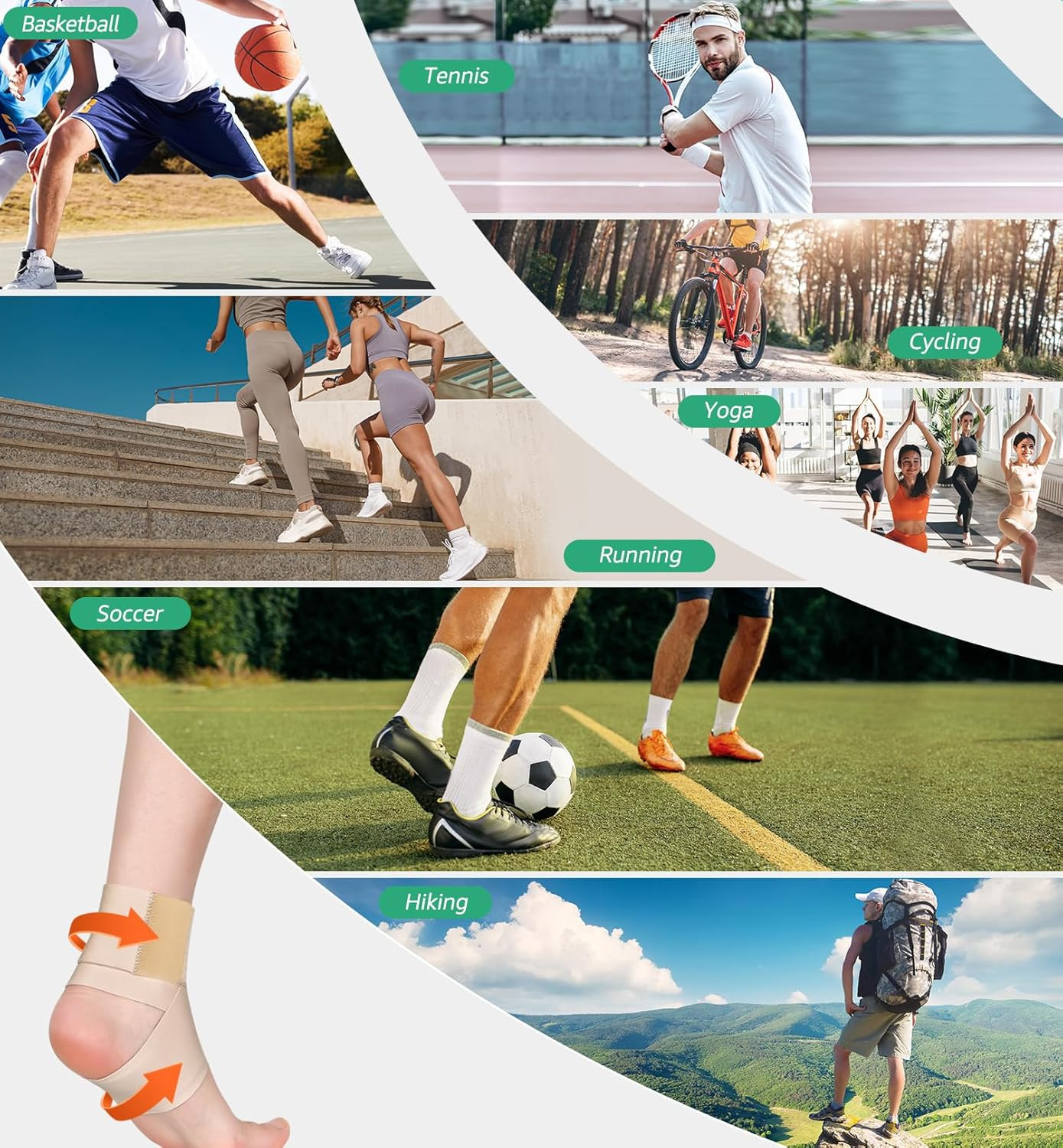 Hirui Ultrathin High-Elastic Ankle Wraps Ankle Brace for Men Women Kids, Adjusta