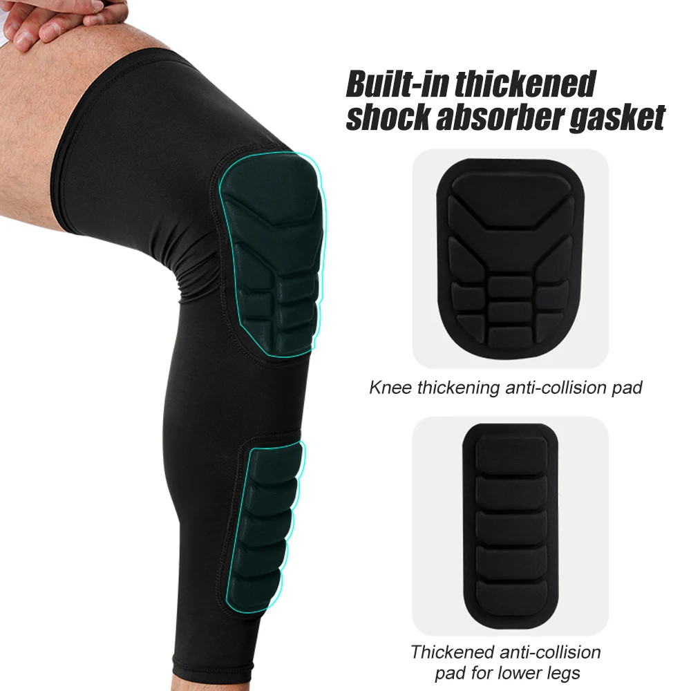 1Pcs Knee Braces, Double Crashproof Knee & Calf Pads, Thigh Compression Leg