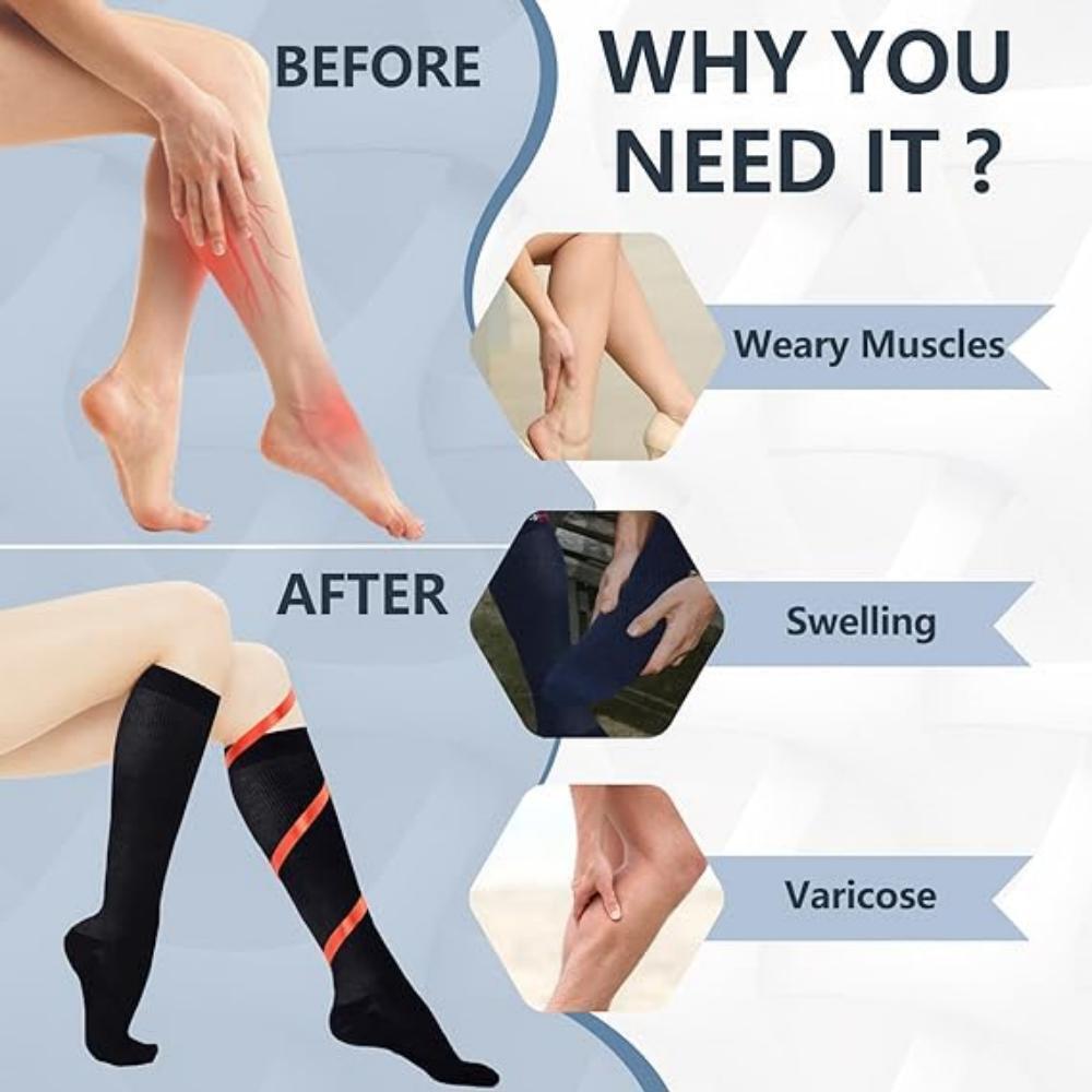 Compression Socks (3 Pair) Medical Support Socks Women Men Best Running Sockings