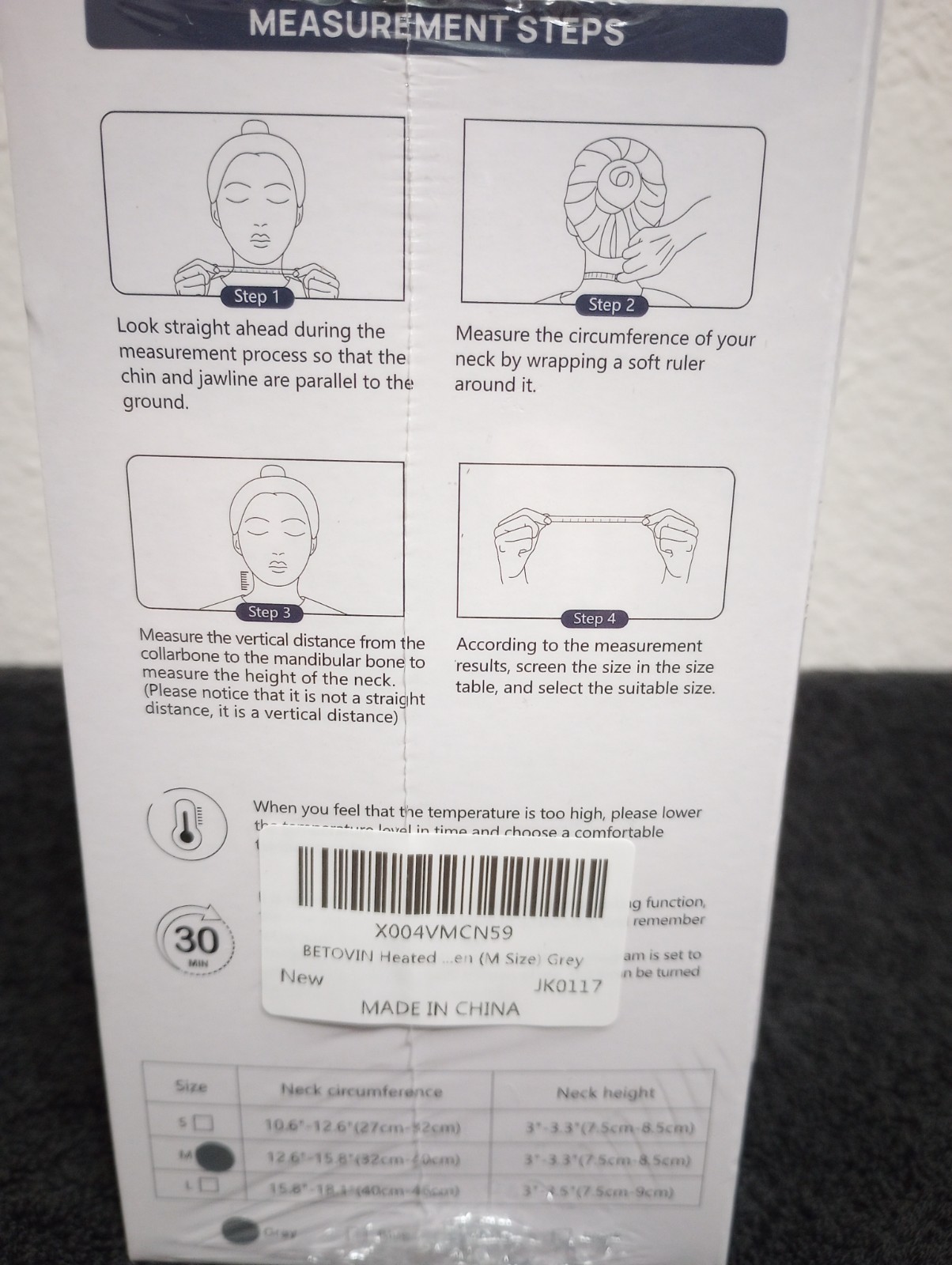 Heated Memory Foam Neck Brace Cervical Support Collar for Pain Relief