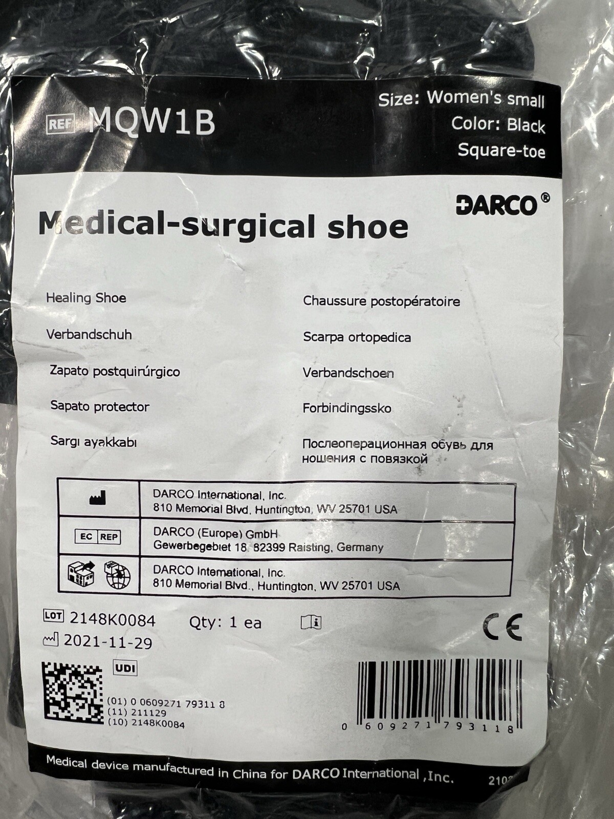 NEW DARCO Women’s SMALL Square Toe Black Medical Surgical 9.75” Shoe-MQW1B