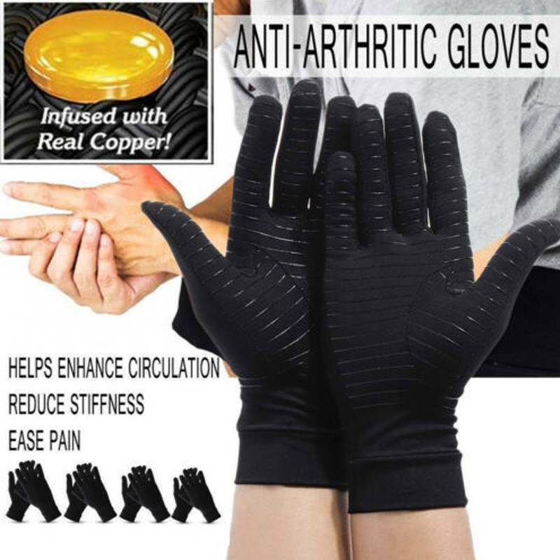 3Pairs Full Finger Copper compression Gloves Anti Arthritis Wrist Support Glove