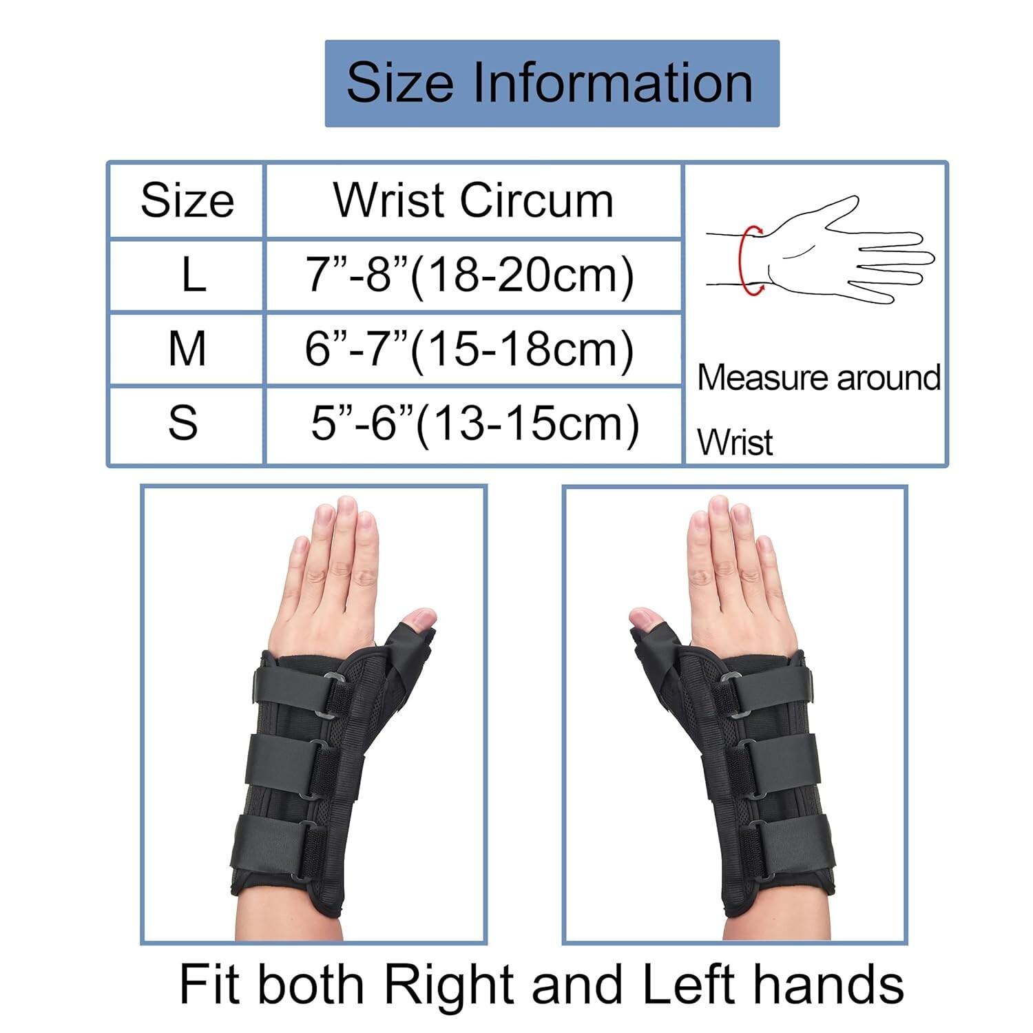 Medibot Wrist Brace & Thumb Spica Splint, (Left Hand – Large) Size Large