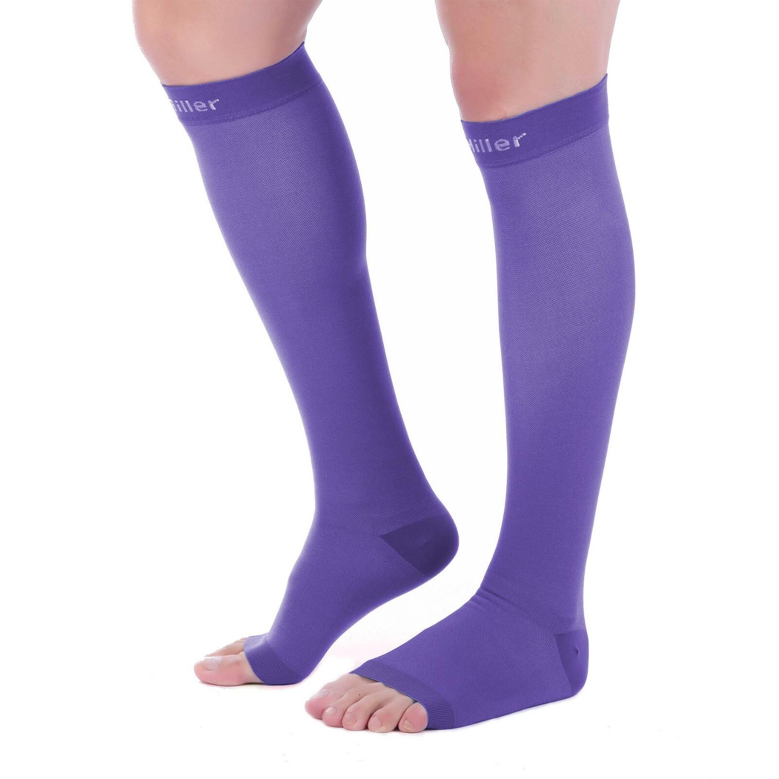 Doc Miller Open Toe Socks Compression Stockings 20-30mmHg Sleeves, Varicose Pain