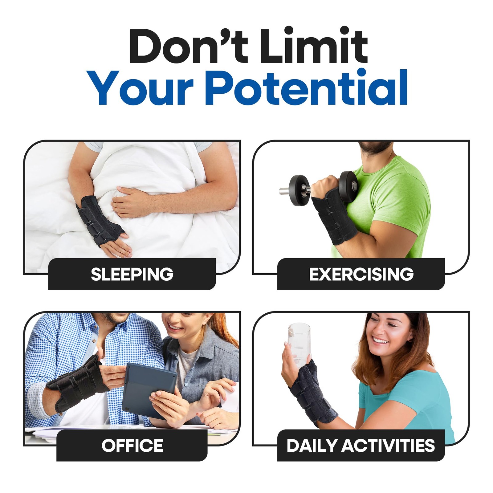 Thumb Spica Splint & Wrist Brace | Both a Small/Medium (Pack of 1), black