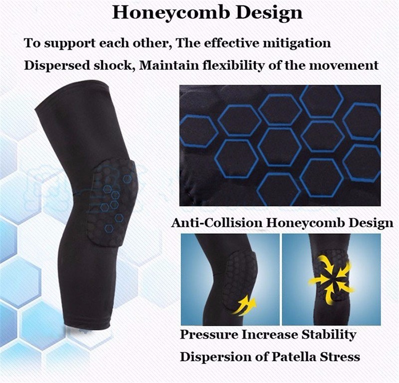HONEY PADS SPORT SLEEVE KNEE SUPPORT BRACE BASKETBALL ELASTIC COMPRESSION