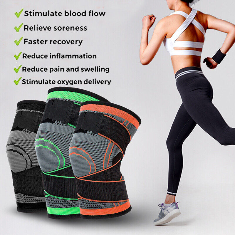 Adjustable Knee Brace Compression Sleeve Sports Support Protector Fitness Straps