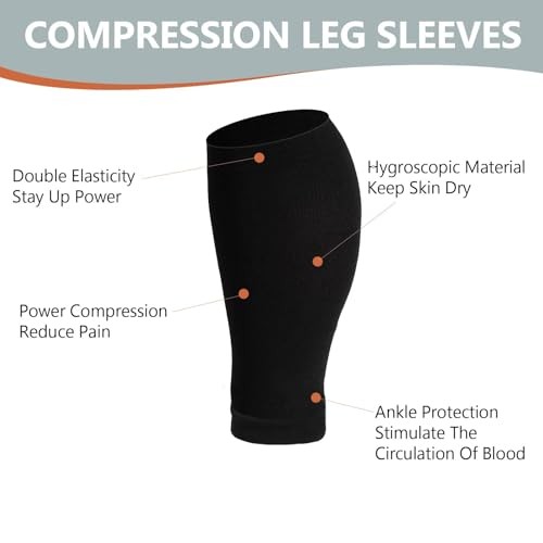Plus Size Compression Leg Sleeves for Women& Men 15 5X-Large-6X-Large Black