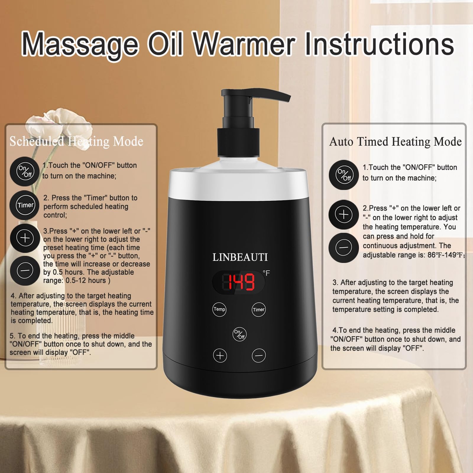 Massage Oil Warmer Bottle Professional Lotion for SPA, Automatic black