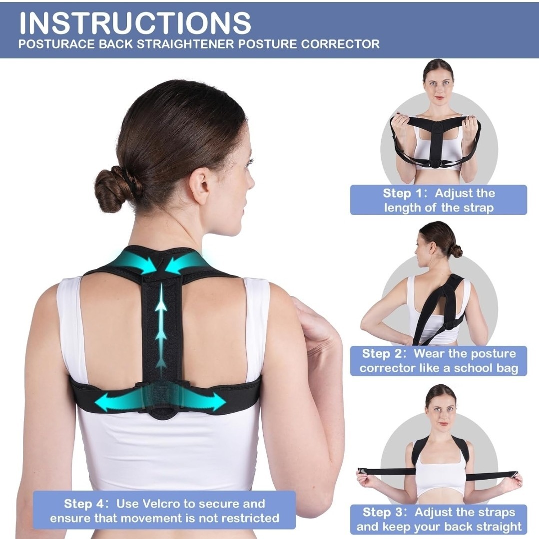 [5 Pack] Posture Corrector – Adjustable Upper Back Brace Straightener