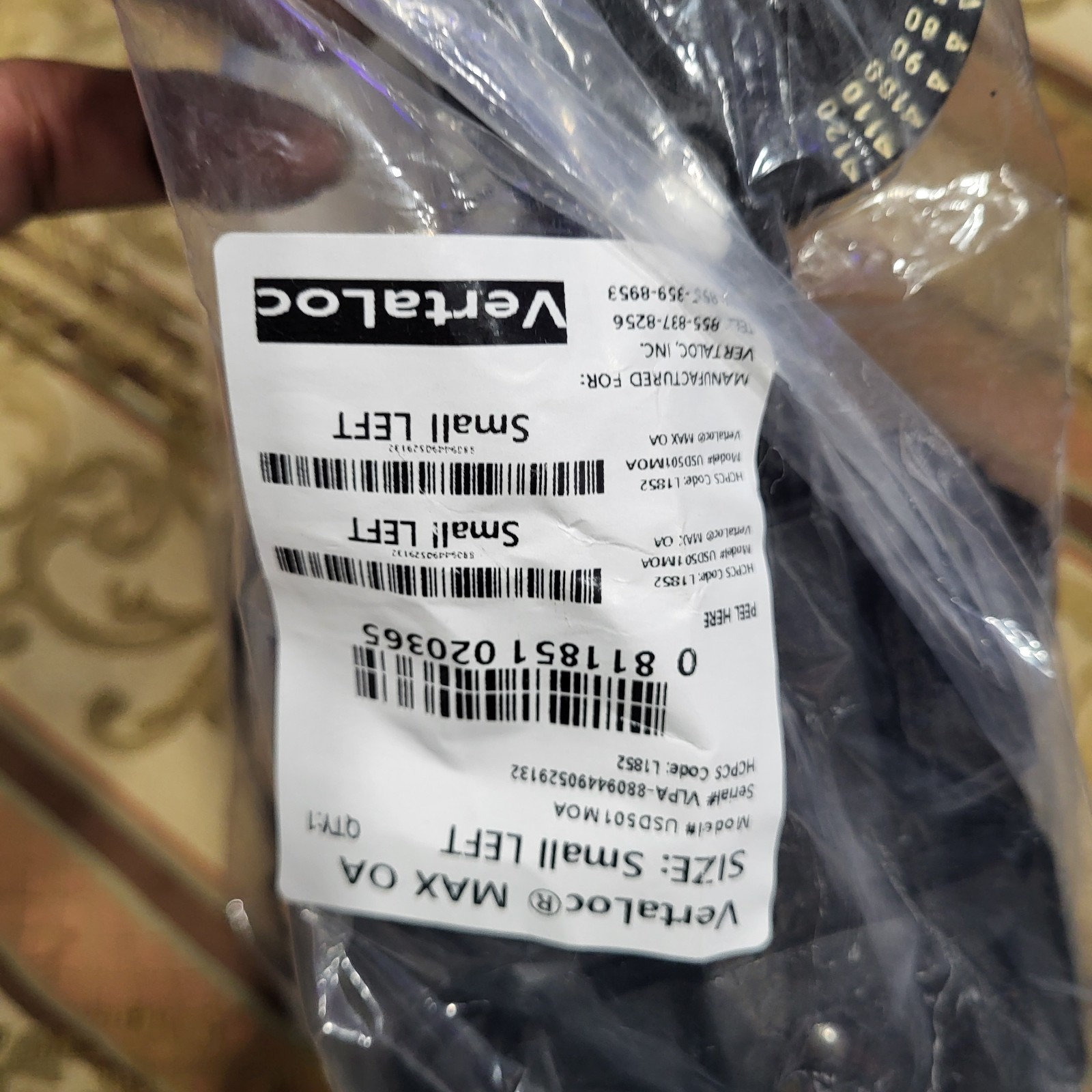 Vertaloc Max OA Knee Brace Support LEFT Size SMALL Black