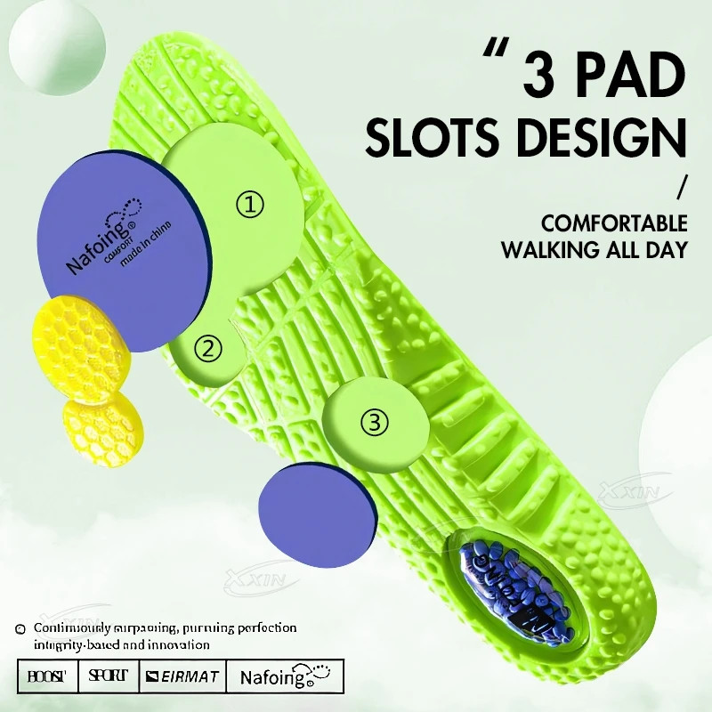 Sports Air Cushion High Elastic Running Insoles PU Shock-absorbing Soft Breathab