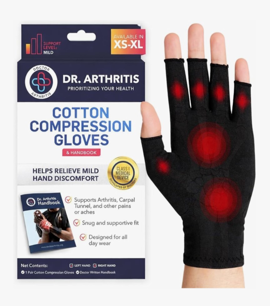 Dr Arthritis Hand Compression Gloves Men And Women Open Finger Size L