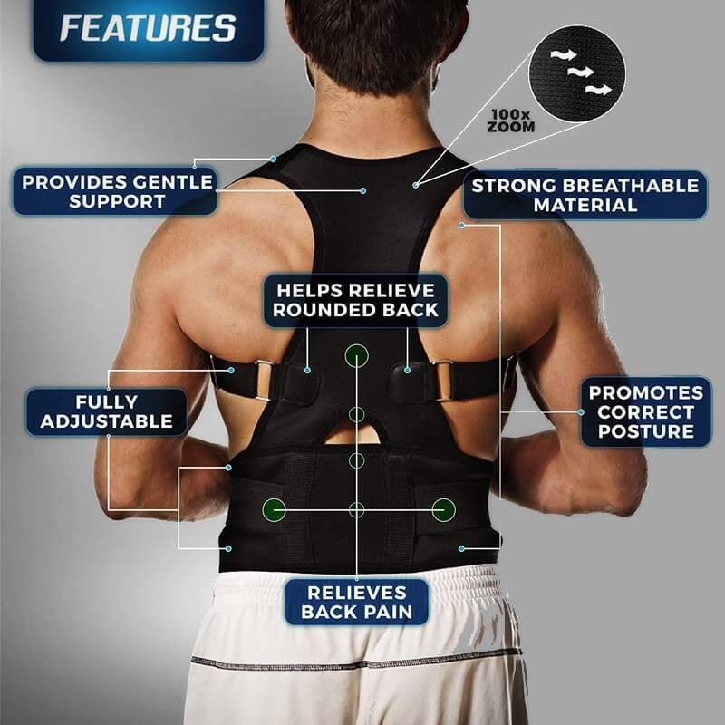 Adjustable Posture Corrector Back Support Magnetic Shoulder Brace Belt Men Women