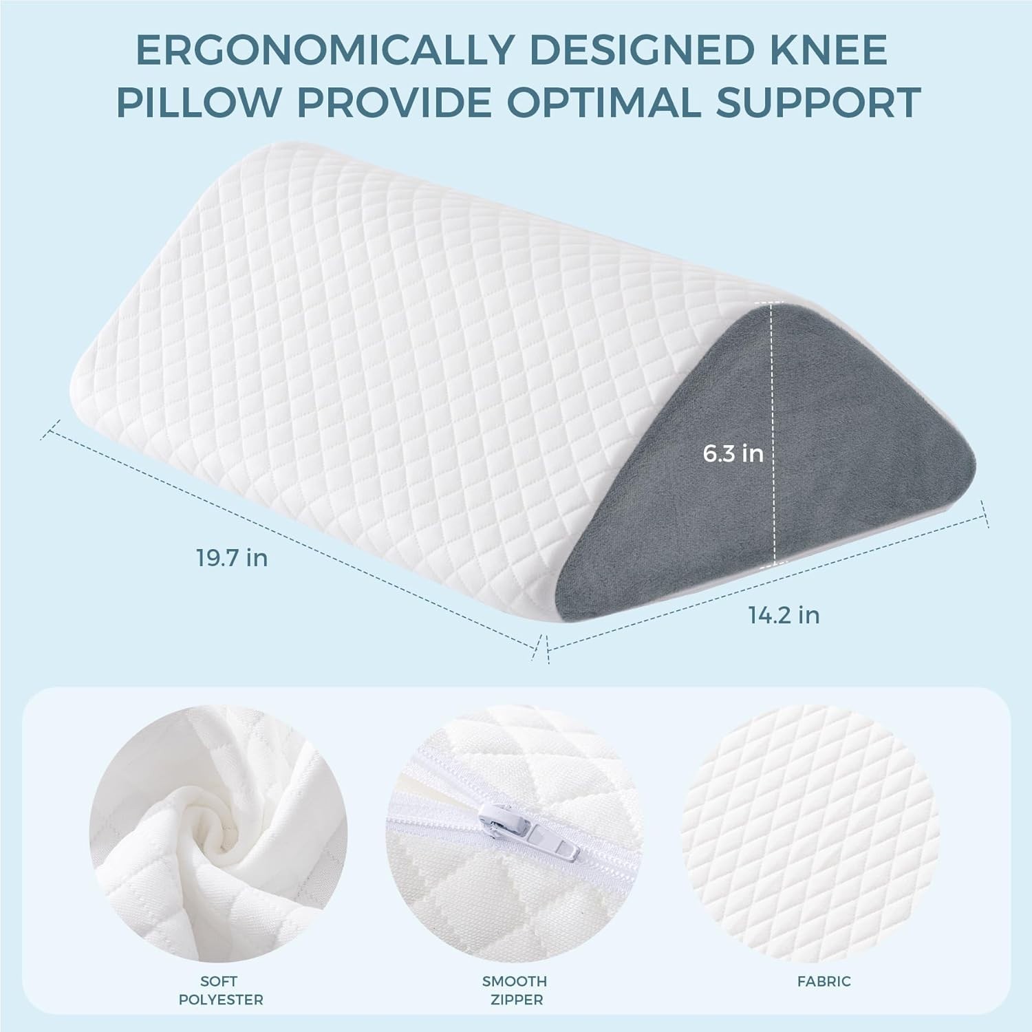 Knee Wedge Pillow 6.3” for Post-Surgery Recovery-Leg Elevation Support for S…