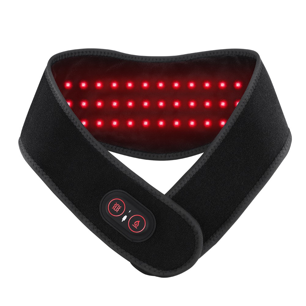 Cordless Electric Heating & Vibration Neck Massager Brace with Light 36LED 660nm