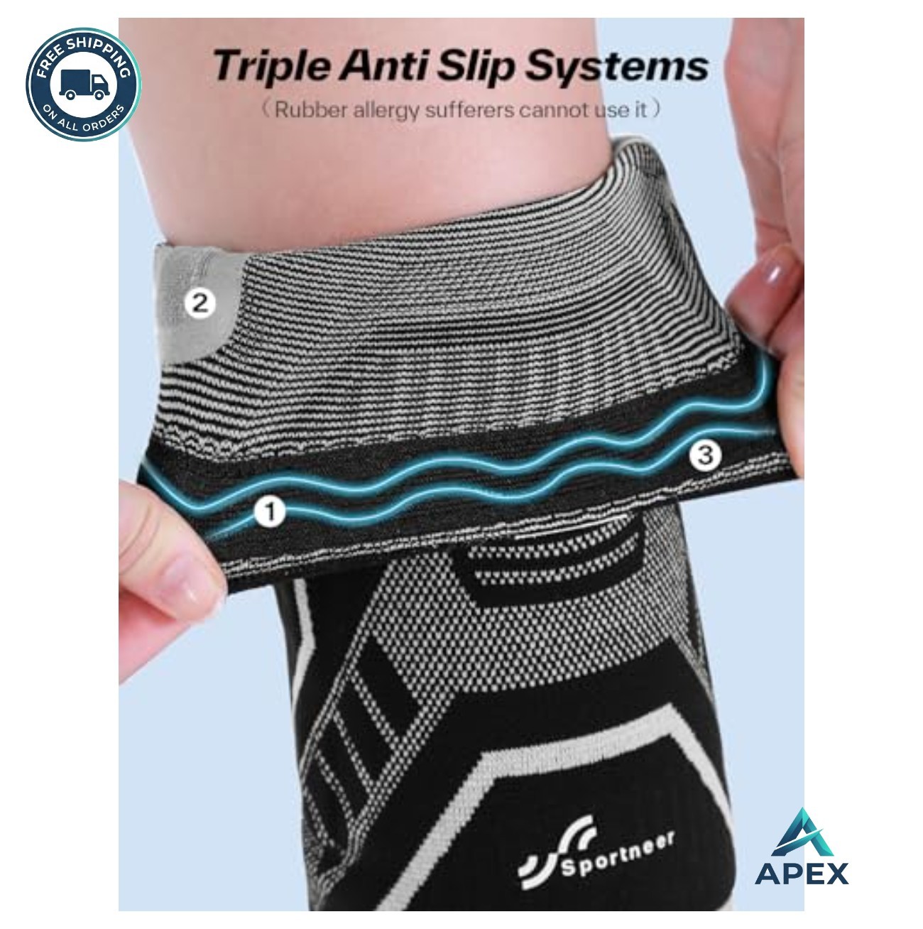 Knee Brace Compression Sleeve with Side Stabilizers Black Medium Unisex Pair